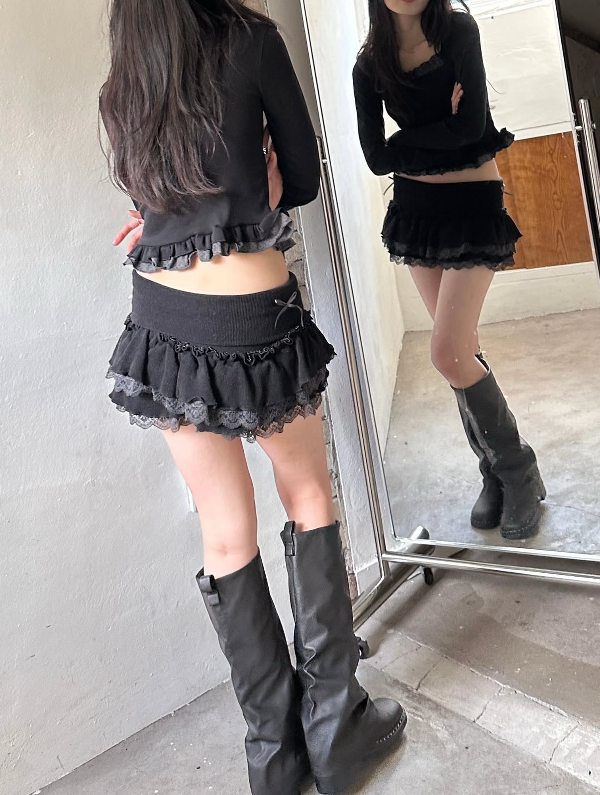 (現貨) KR LITTLE RIBBON MINI CAKE  SKIRT (3 COLORS)
