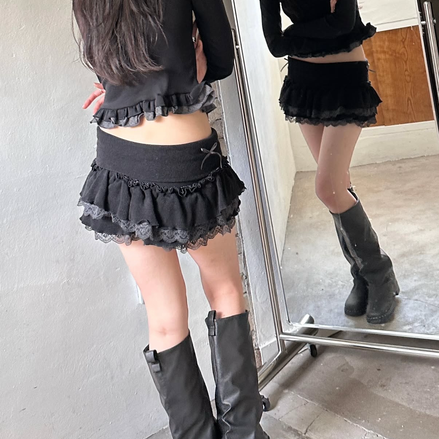 (現貨) KR LITTLE RIBBON MINI CAKE  SKIRT (3 COLORS)