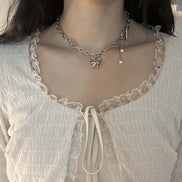OFUSE - pearl drop choker (ribbon)