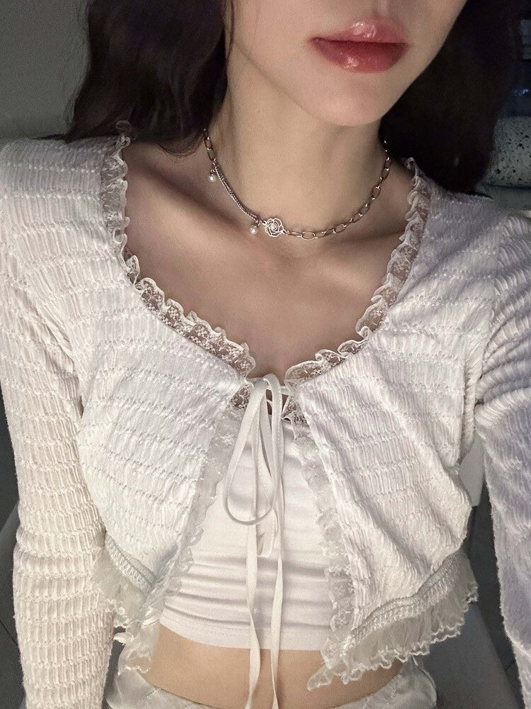(yeji同款) OFUSE - pearl drop choker (rose)