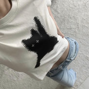 AEAE - FLASHED CATS EYE CROP T-SHIRTS [WHITE]