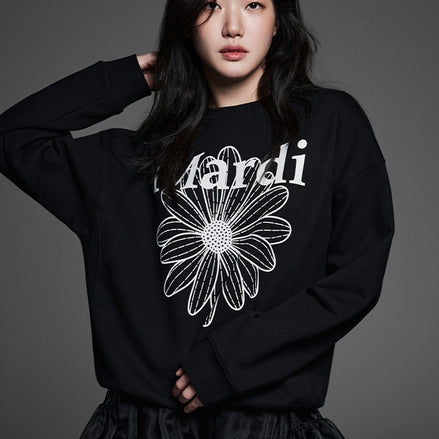 MARDI MERCREDI - SWEATSHIRT FLOWERMARDI (BLACK WHITE)