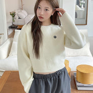 muahmuah - STITCH LOGO ROUND KNIT (CREAM)