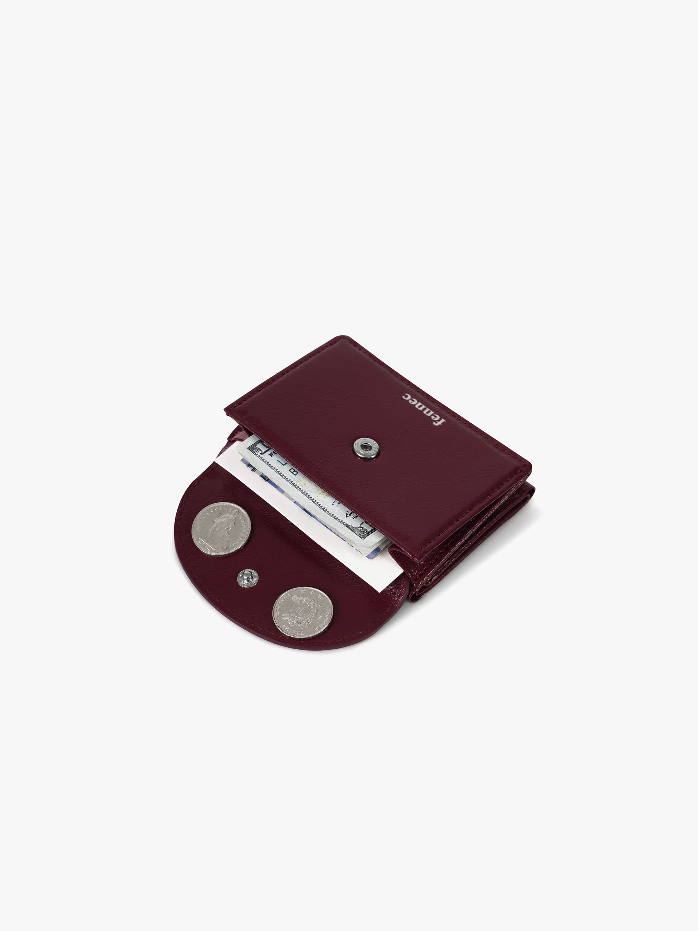 CRINKLE HALFMOON MINI WALLET (DEEP CHERRY)