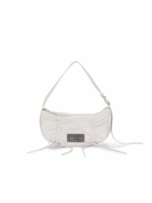 MATIN KIM - HALF SHIRRING RIBBON ROUND BAG (IVORY)