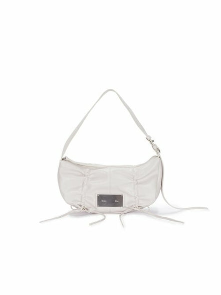 MATIN KIM - HALF SHIRRING RIBBON ROUND BAG (IVORY)