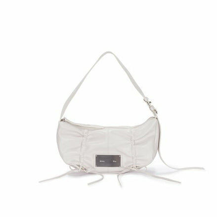 MATIN KIM - HALF SHIRRING RIBBON ROUND BAG (IVORY)
