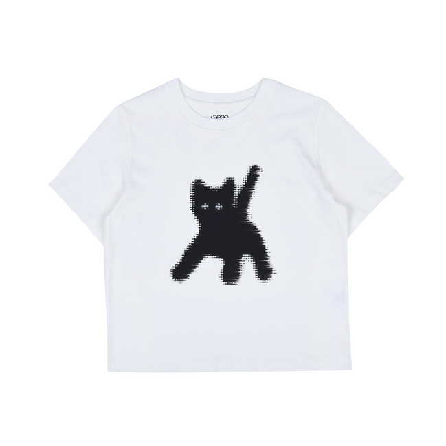 AEAE - FLASHED CATS EYE CROP T-SHIRTS [WHITE]