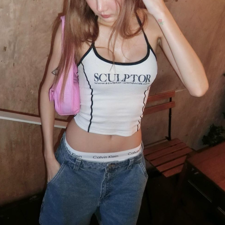 (現貨) SCULPTOR - Classic Logo Halter Top (White)