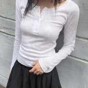 KR BUTTON ROUND NECK TOP (4 COLORS)