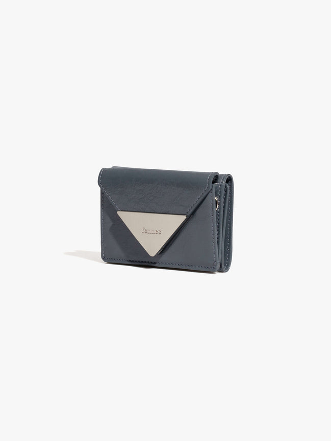CRINKLE TRIANGLE TRIPLE WALLET (DARK GREY)
