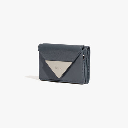 CRINKLE TRIANGLE TRIPLE WALLET (DARK GREY)
