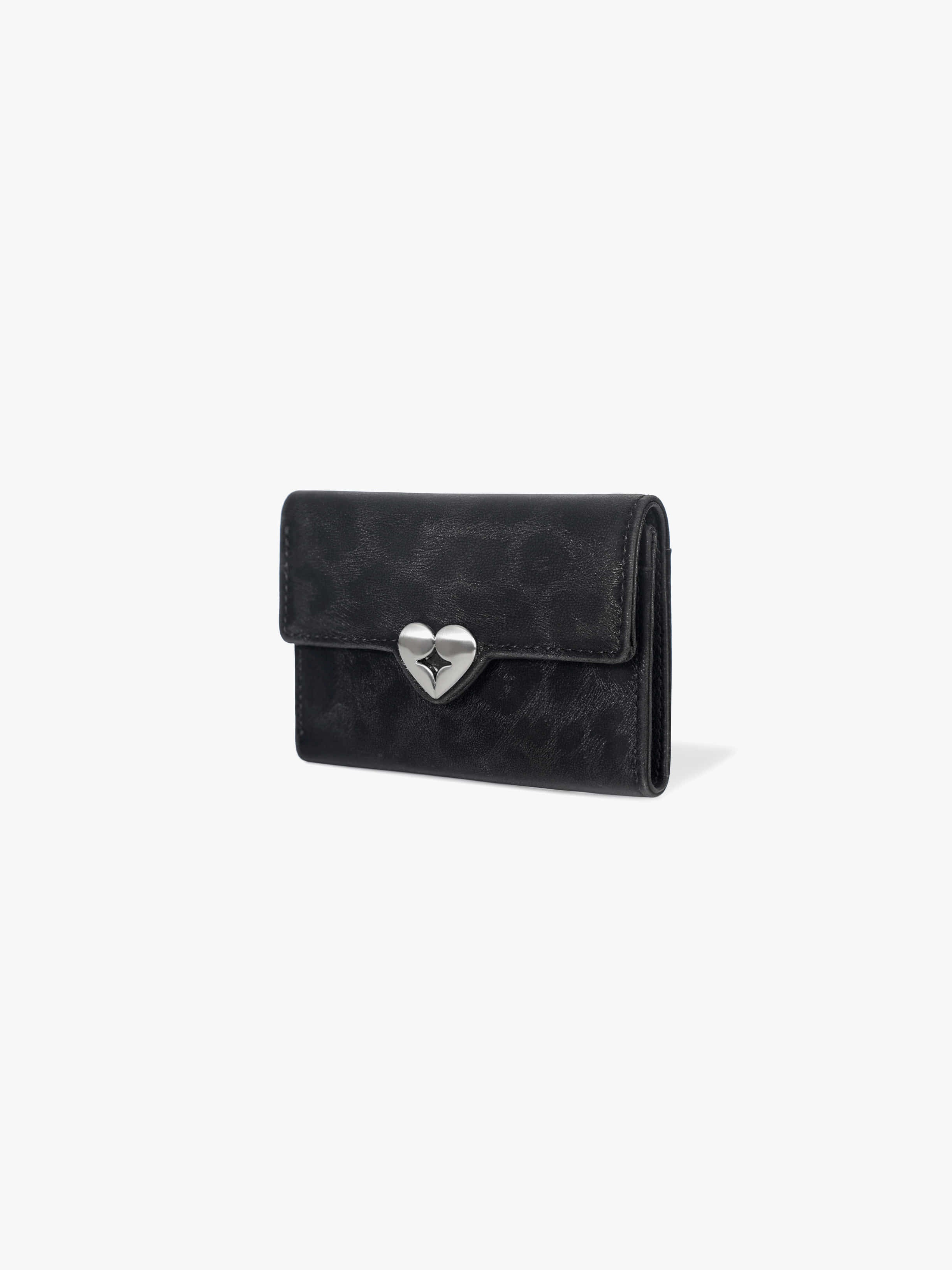 HEARTY FLAP WALLET (LEOPARD BLACK)