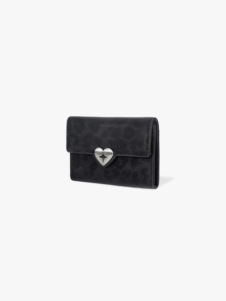 HEARTY FLAP WALLET (LEOPARD BLACK)
