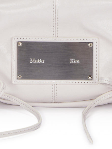 MATIN KIM - HALF SHIRRING RIBBON ROUND BAG (IVORY)
