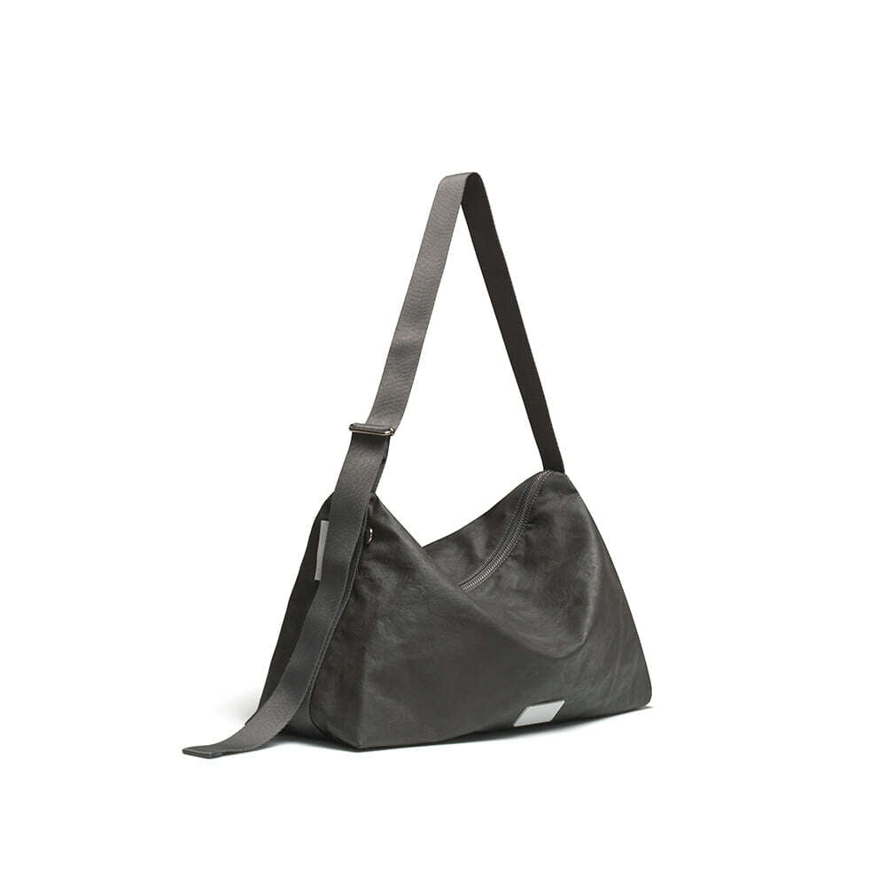 LEATHER HOBO BAG (GREY)