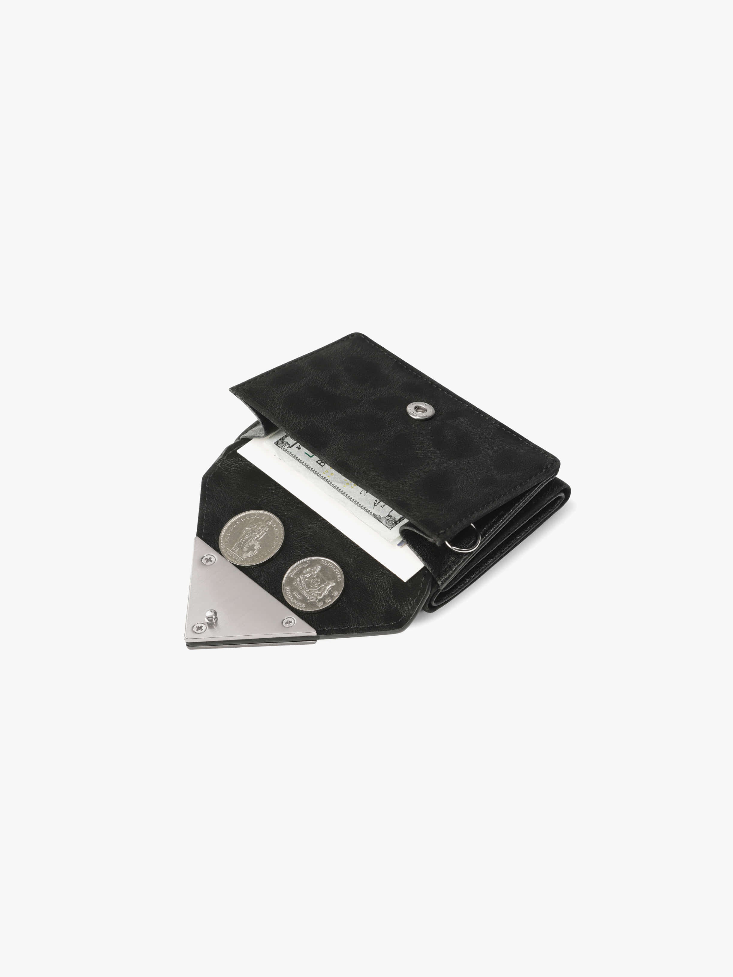 TRIANGLE TRIPLE WALLET (LEOPARD BLACK)