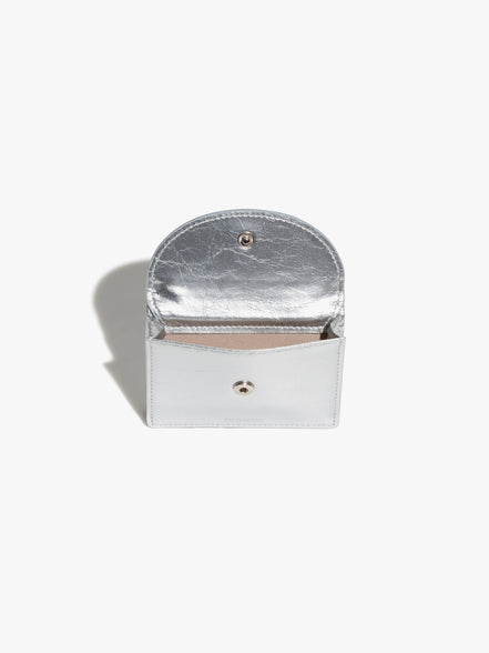 CRINKLE HALFMOON MINI WALLET (SILVER)