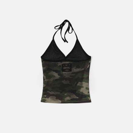 bad blood - Vintage Club Halter Tank (Green Camo)