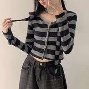 KR STRIPE CARDIGAN MUFFLER SET (3 COLORS)