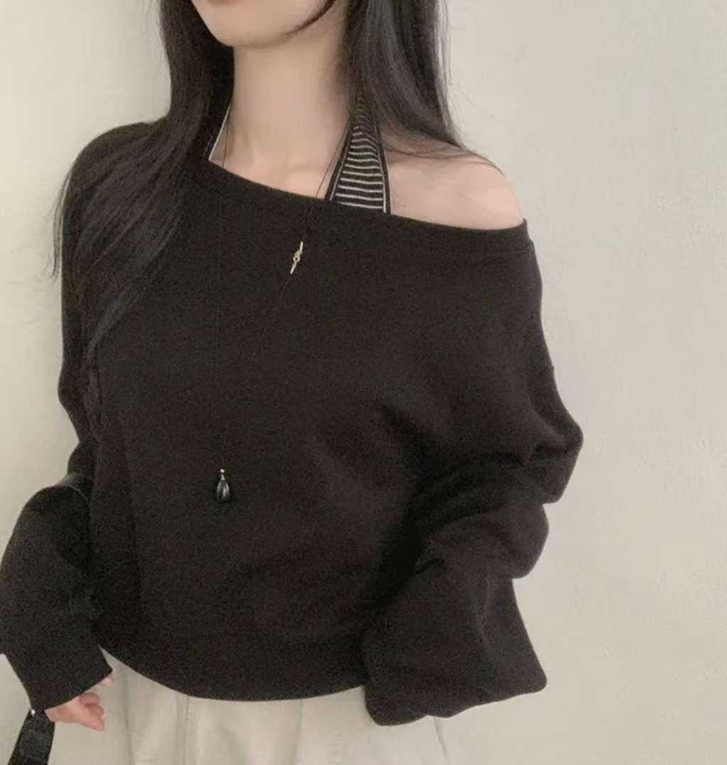 KR STRIPE SLEEVELESS & OVERSIZED SWEATSHIRT SET (3 COLORS)