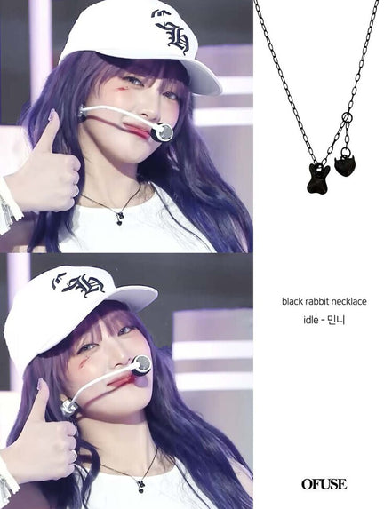 OFUSE - black rabbit necklace
