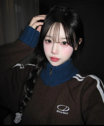 odd studio - sporty track semi crop knit zipup (7 colors)