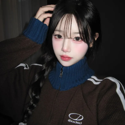odd studio - sporty track semi crop knit zipup (7 colors)