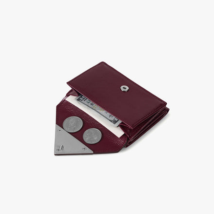 CRINKLE TRIANGLE TRIPLE WALLET (DEEP CHERRY)