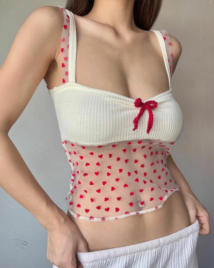 TH HEART BOW SLEEVELESS (RED)