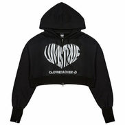 LUVISTRUE - VL 2-WAY CROP HOOD ZIP UP(BLACK)