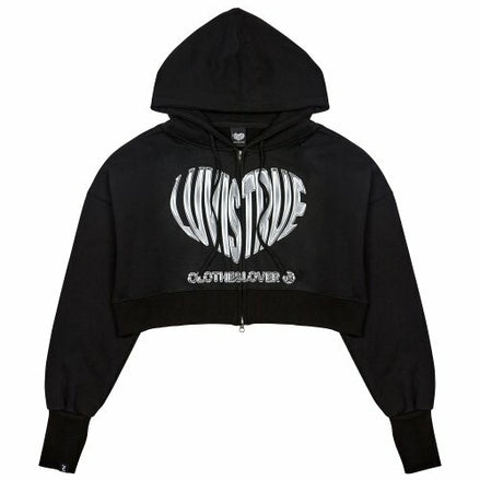 LUVISTRUE - VL 2-WAY CROP HOOD ZIP UP(BLACK)