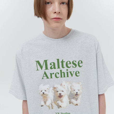 WAIKEI - Maltese archive half sleeve tshirt (MELANGE WHITE)