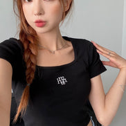 MUAHMAUH - SQUARE NECK CROP T-SHIRT (3 COLORS)