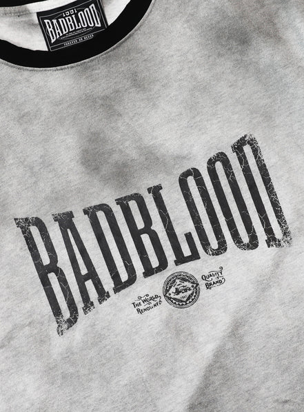 Bad Blood - Curved Logo Dusty Ringer T-Shirt (White)
