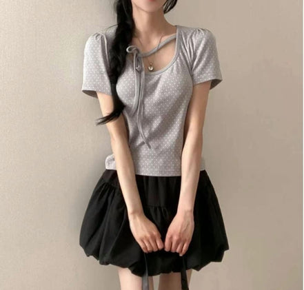 KR DOT RIBBON TEE (3 COLORS)