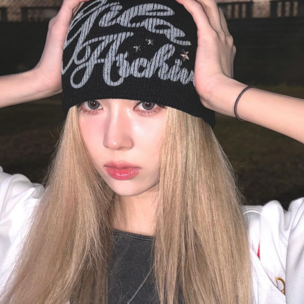 [WINTER同款] lettering logo beanie (BLACK)