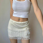 TH FLOWER RIBBON LACE SKIRT