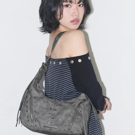 illigo - riff eyelet shoulder bag (grey)