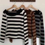 KR STRIPE AND OFF SHOULDER TOP (3 COLORS)