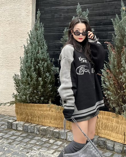 (現貨) CPGN STUDIO - CURVED COVER KNIT ZIPUP (BLACK)