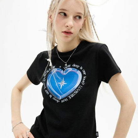 LUVISTRUE - GLOSSY TWINKLE TEE(BLACK)