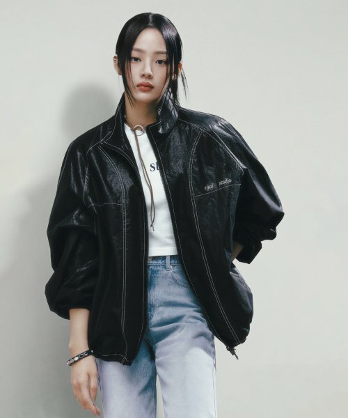 OIOI - LAYERED LOGO COATING WINDBREAKER_BLACK