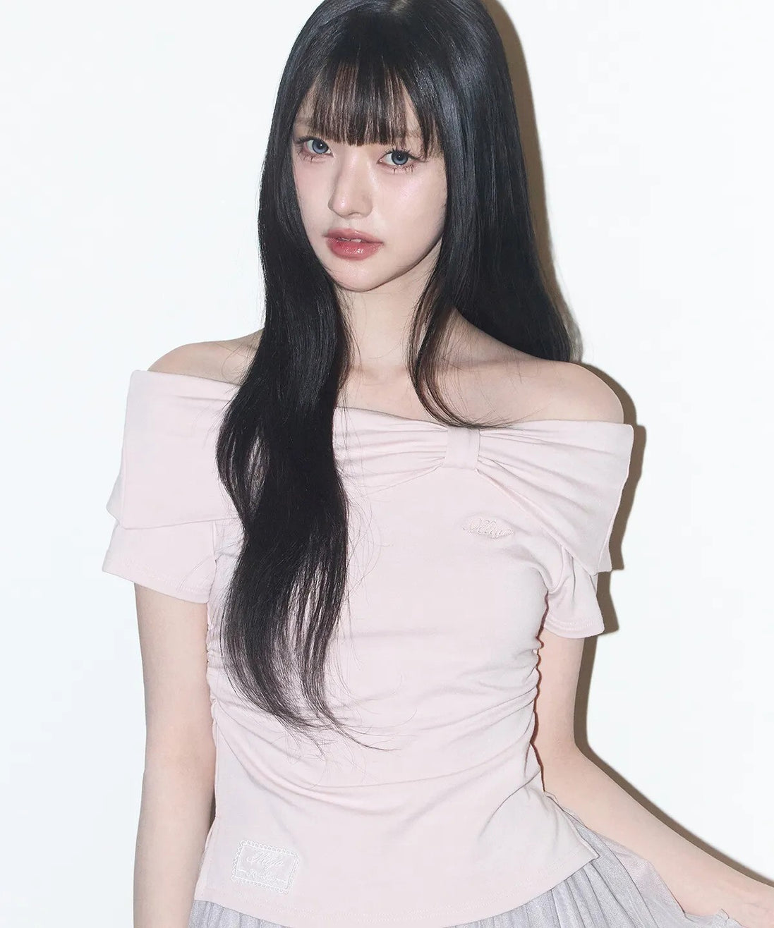 BOW OFF SHOULDER TEE (PINK)