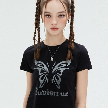 LUVISTRUE - TRIBAL BUTTERFLY TEE(BLACK)