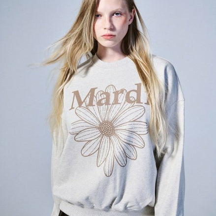 MARDI MERCREDI - SWEATSHIRT FLOWERMARDI_OATMEAL TAUPE
