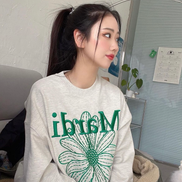 MARDI MERCREDI -  SWEATSHIRT FLOWERMARDI NEEDLEWORK_OATMEAL GREEN