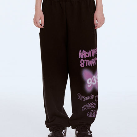 939 [Archive Bold X Stumpynee] DOODLE SWEAT PANTS (BLACK)
