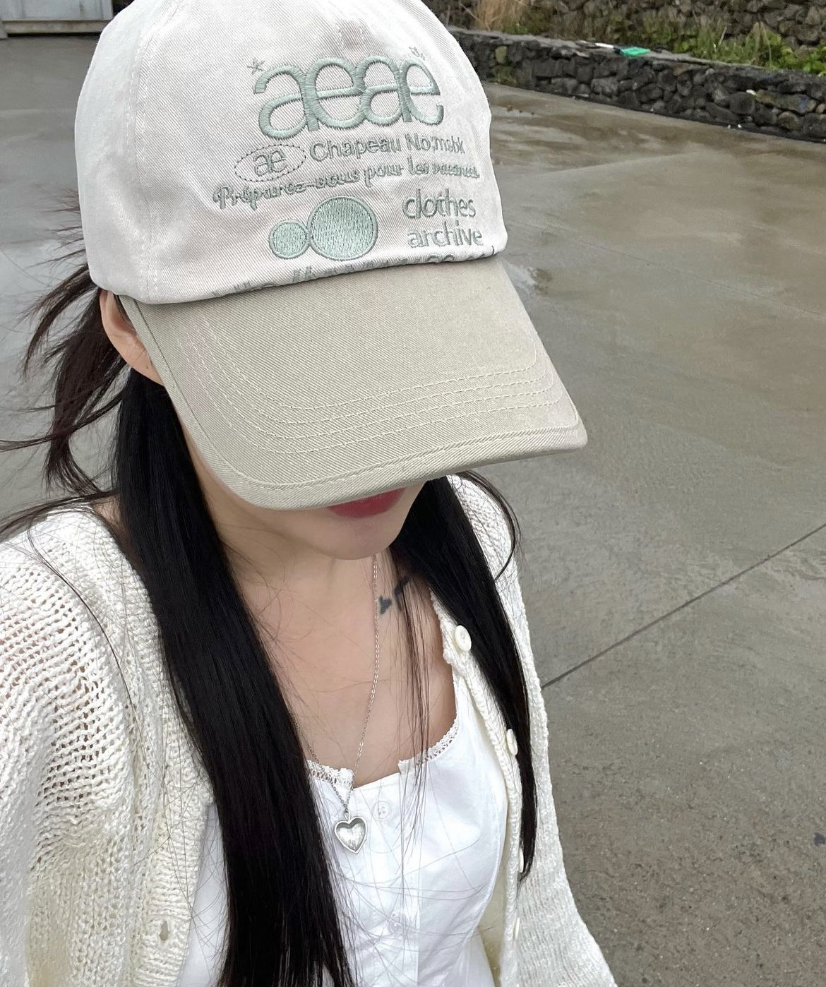 AEAE  WEB LOGO 5 PANNEL BALL CAP - [KHAKI]