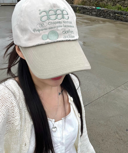 AEAE  WEB LOGO 5 PANNEL BALL CAP - [KHAKI]
